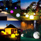 Set of 30cm LED globe lights in outdoor garden walkway