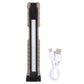 Beige folding LED work light with black base and detachable USB charging cable