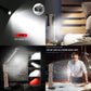 Beige folding LED work light with rotating head, used as a desk lamp
