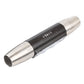 Dual-head USB rechargeable flashlight, side view showing panel and lens openings