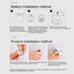 Installation guide for round LED cabinet emergency light, battery and mounting steps