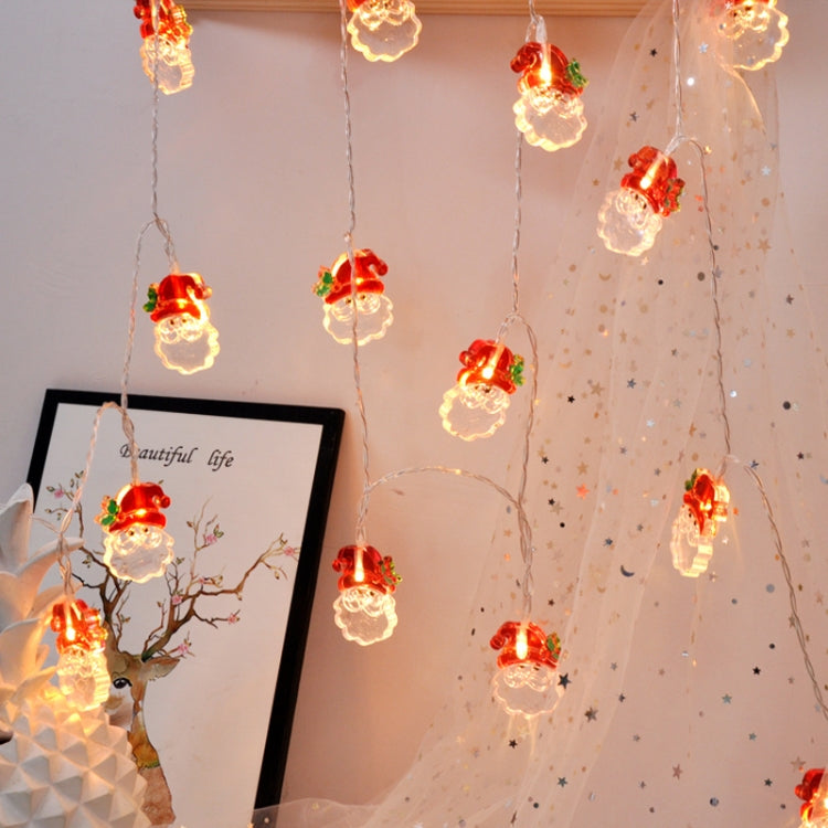 LED light string with hanging glowing ornament bulbs in red and clear tones