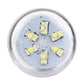 Top view of LED corn bulb showing SMD LED chips under a clear cover