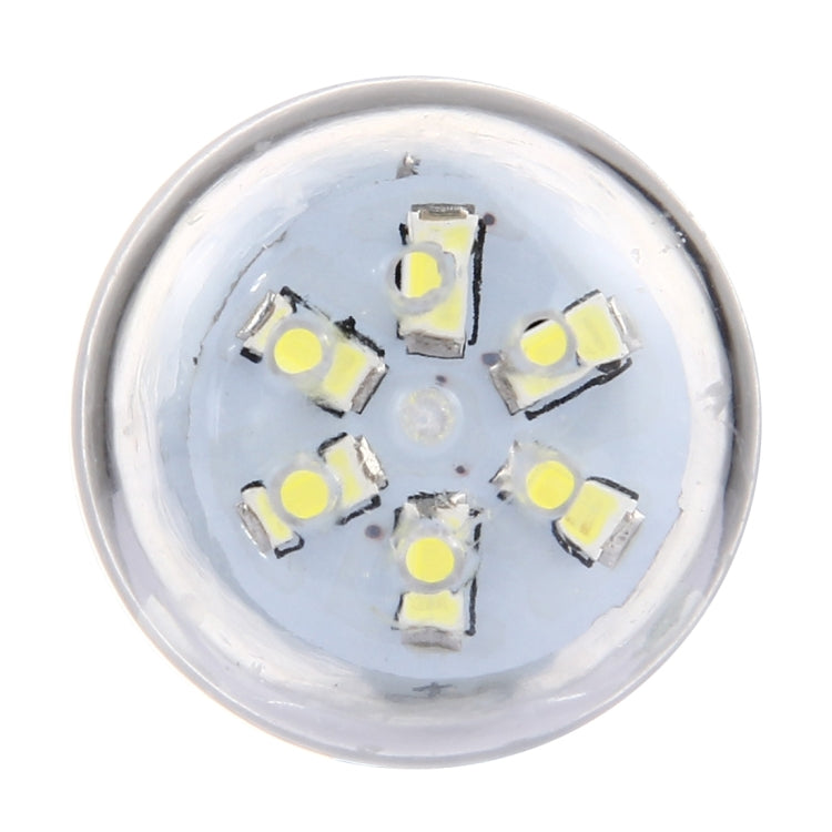 Top view of LED corn bulb showing SMD LED chips under a clear cover