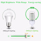 LED corn bulb illustration showing wide-angle lighting concept and clear LED cover