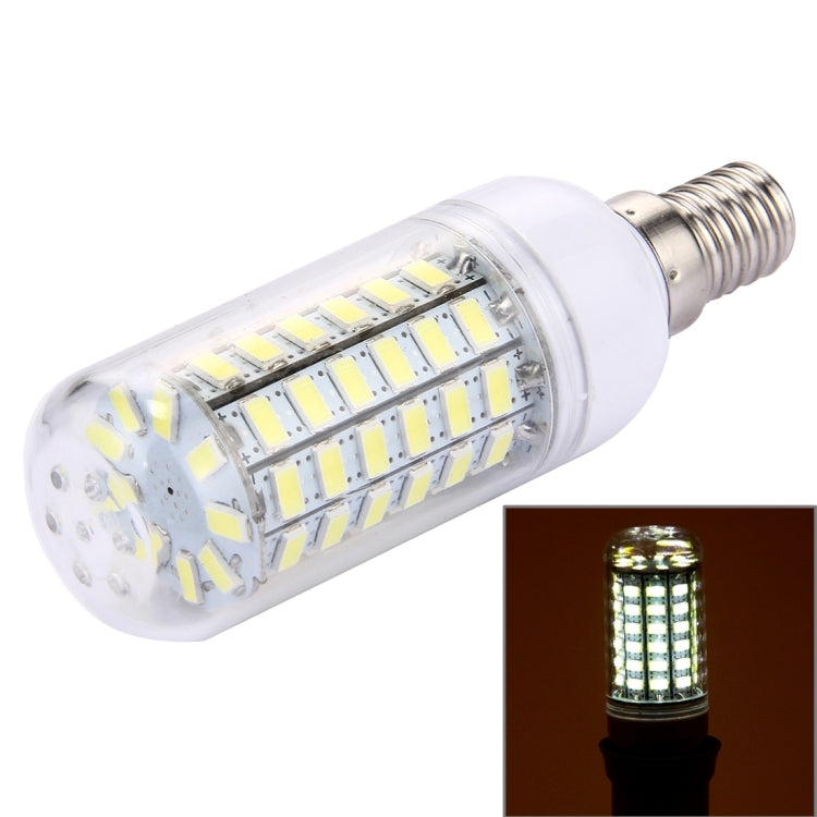 White LED corn light bulb with E14 screw base and clear plastic cover