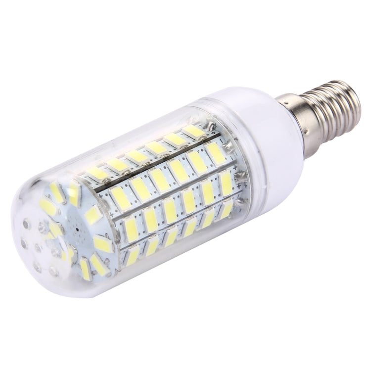 White LED corn light bulb with E14 screw base and LED panel inside clear housing