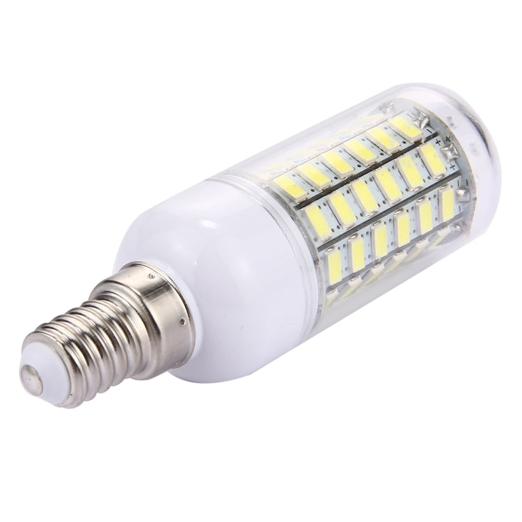 White LED corn light bulb with E14 screw base, transparent top, and LED array