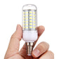 LED corn bulb with E14 screw base held in hand, clear outer cover