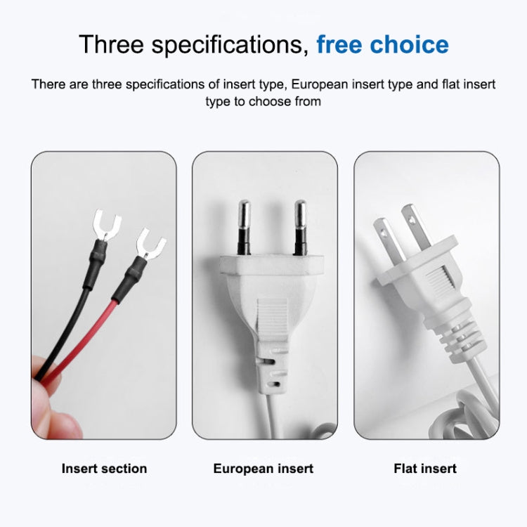 Sewing lamp plug options with insert section, European plug, and flat plug