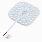 Square LED light module with 36 LEDs, central mounting hole, and lead wires