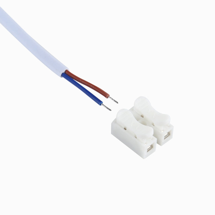 Two-wire LED module lead with blue and brown conductors and white connector