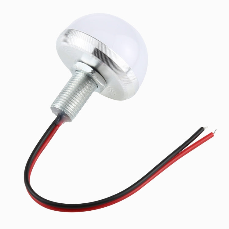 Frosted dome LED bulb with threaded screw base, red and black wire leads