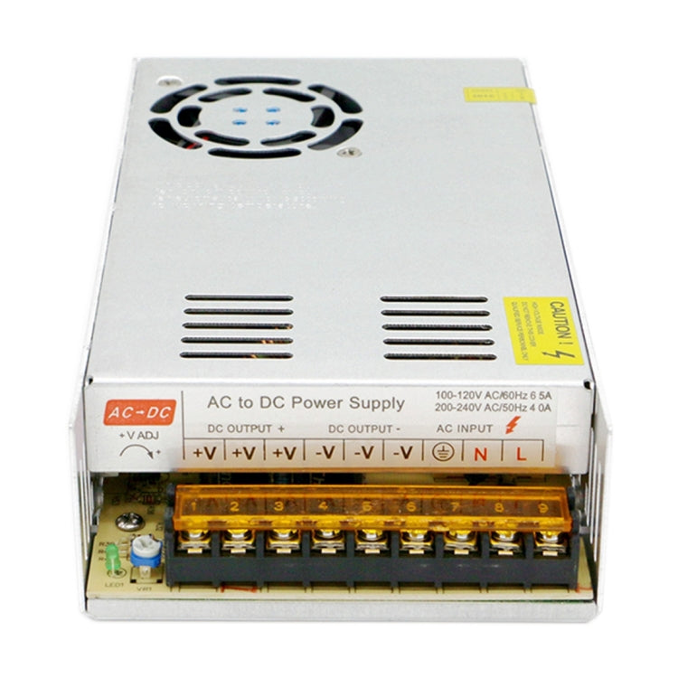 AC-to-DC LED power supply with screw terminal blocks and output voltage labels
