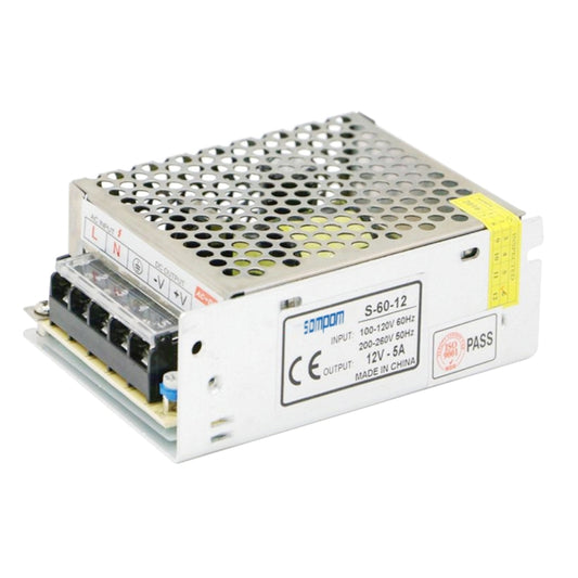 SOMPOM LED power supply driver with perforated metal shell and side connectors