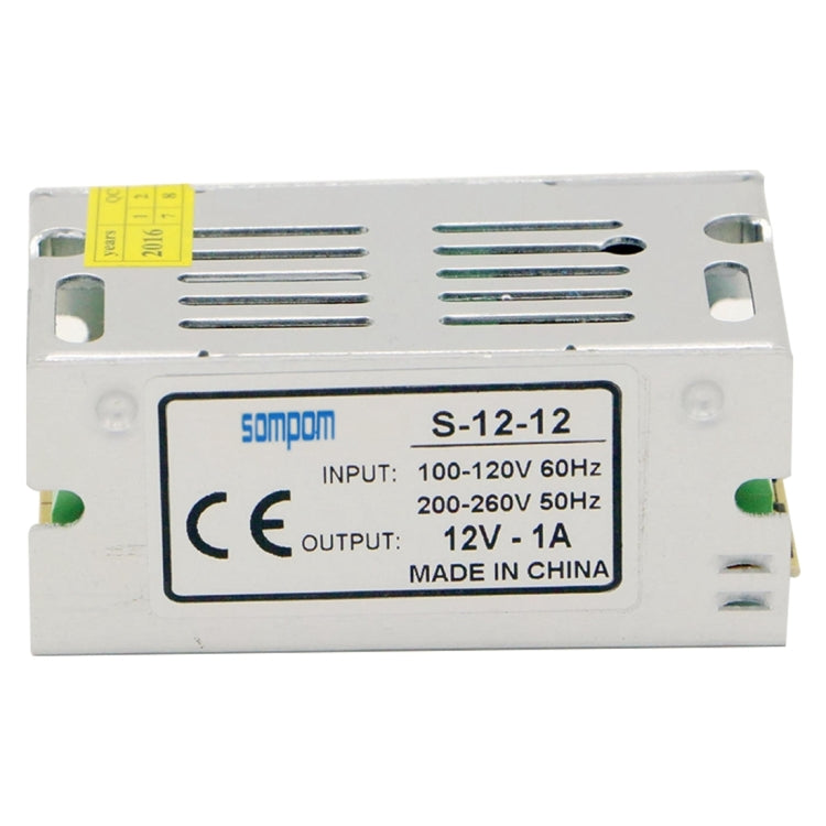 SOMPOM LED driver power supply front view with S-12-12 specs and vent slots