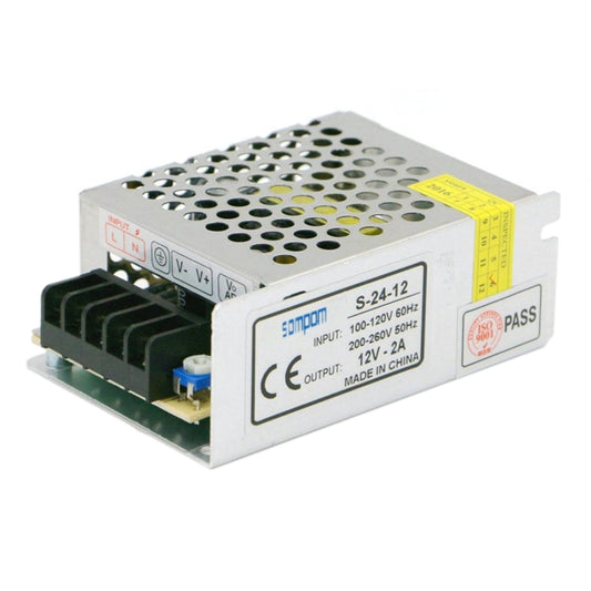 LED strip driver power supply with ventilated metal case and screw terminals