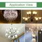 G4 COB LED corn bulbs installed in chandelier fixtures, bright white glow