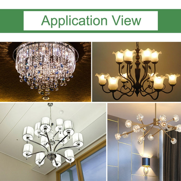 G4 COB LED corn bulbs installed in chandelier fixtures, bright white glow
