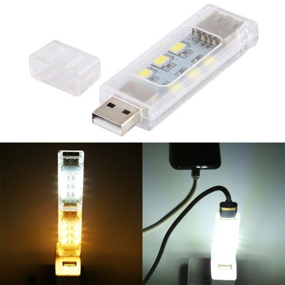 Double-sided USB LED light in clear case, showing 12 stacked chips, white glow