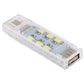 12-LED double-sided USB light with clear housing and gold connector, unlit