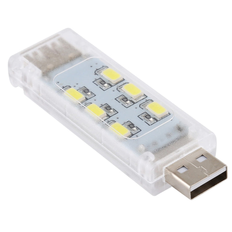 Compact double-sided USB LED light with clear case and 12 LED chip layout, unlit