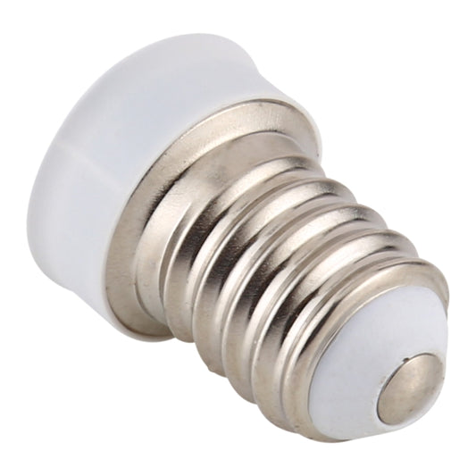 Light bulb base adapter E14 to E12, white base with silver threaded metal connector