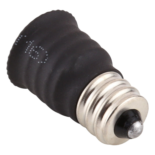 Black E12-to-E14 lamp adapter converter with amber inner socket and silver screw end