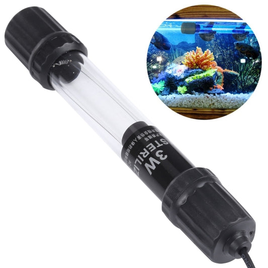 UV germicidal lamp with clear glass tube and black end caps for aquarium use