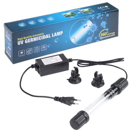 UV germicidal lamp kit with EU power adapter, clips, suction mounts, and tube