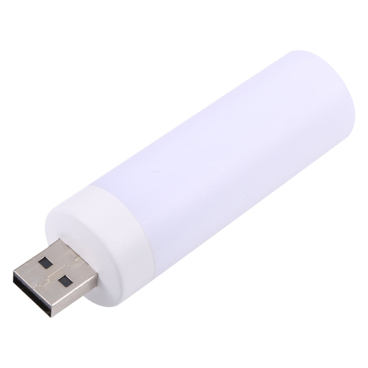 USB LED flameless candle night light, white tube style with USB connector end