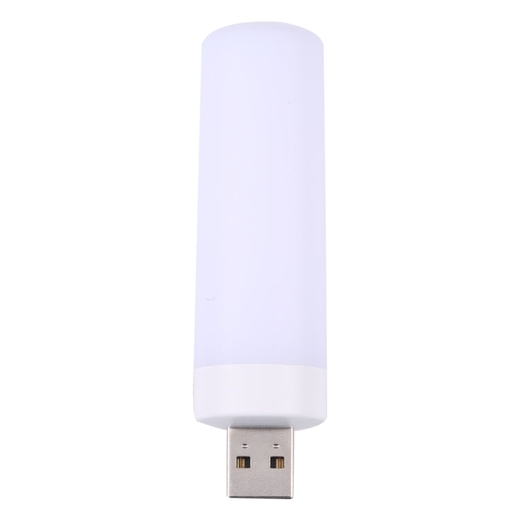 USB LED flameless candle night light, white cylindrical lamp with dual ports on USB plug