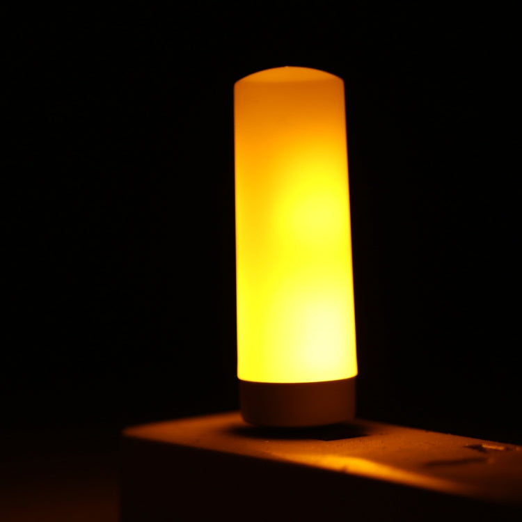 Lit USB LED flameless candle night light with warm yellow-orange glow