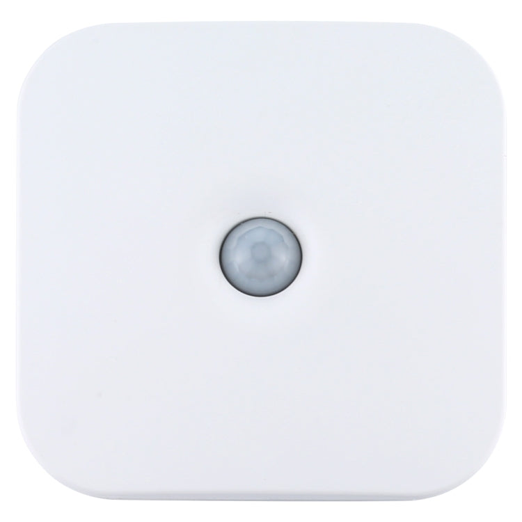 White square LED motion sensor light with central round PIR lens