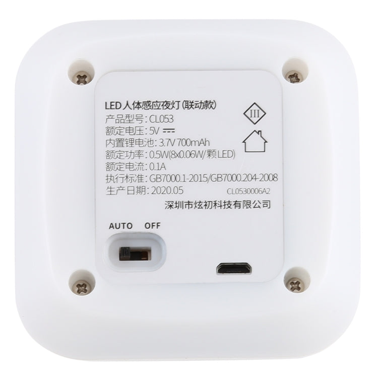White square sensor light underside with ports and AUTO/OFF switch