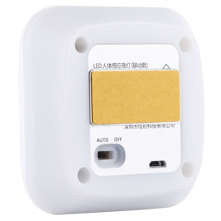 White square LED sensor light back with battery compartment and USB port
