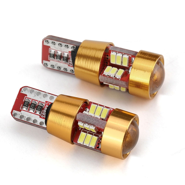 Pair of gold LED bulbs with red circuit boards and white multi-LED tips
