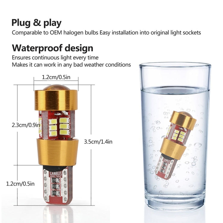 Gold LED bulb with red circuit board and white LED chips, on transparent cup