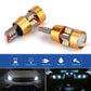 Two gold LED bulbs with red circuit boards and white LED chips, side-by-side