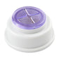Self-adhesive towel hook with purple colored insert and white mounting base