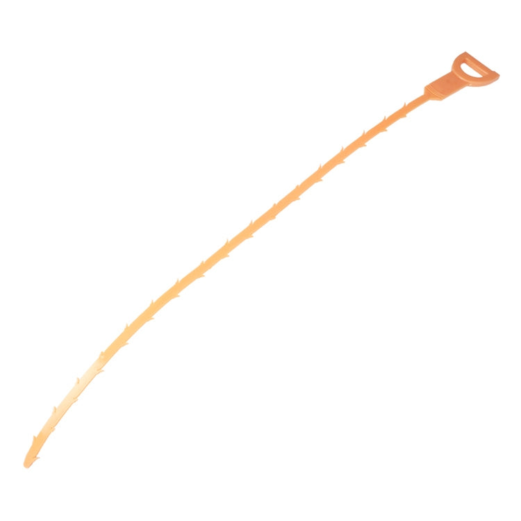 Orange drain hair cleaner hook with narrow shaft and loop end