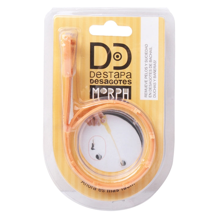 Orange drain hair cleaner hook in retail blister packaging