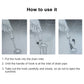 Drain hair cleaner hook shown inserting into drain inlet and pulling out