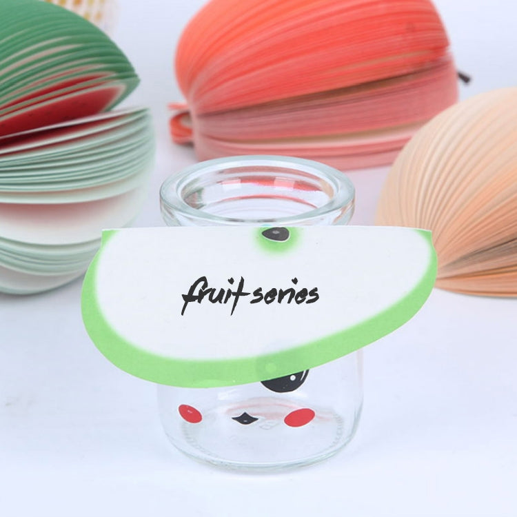 Clear jar labeled "Fruit spores" with surrounding fruit-shaped note stickers