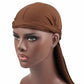 Men's long-tailed headscarf in coffee brown, ruched elastic band with long tail.