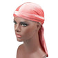 Light pink velvet turban cap with wrapped band and long trailing tail