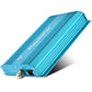 RF repeater booster unit with blue ribbed housing and coax antenna port