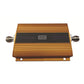 Gold LTE signal repeater booster with front window and side coax ports.