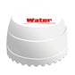 White wireless flood detector dome with ridged base, Water Leak Detector logo
