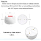 White flood detector showing two internal sensor contact points and compact dome body